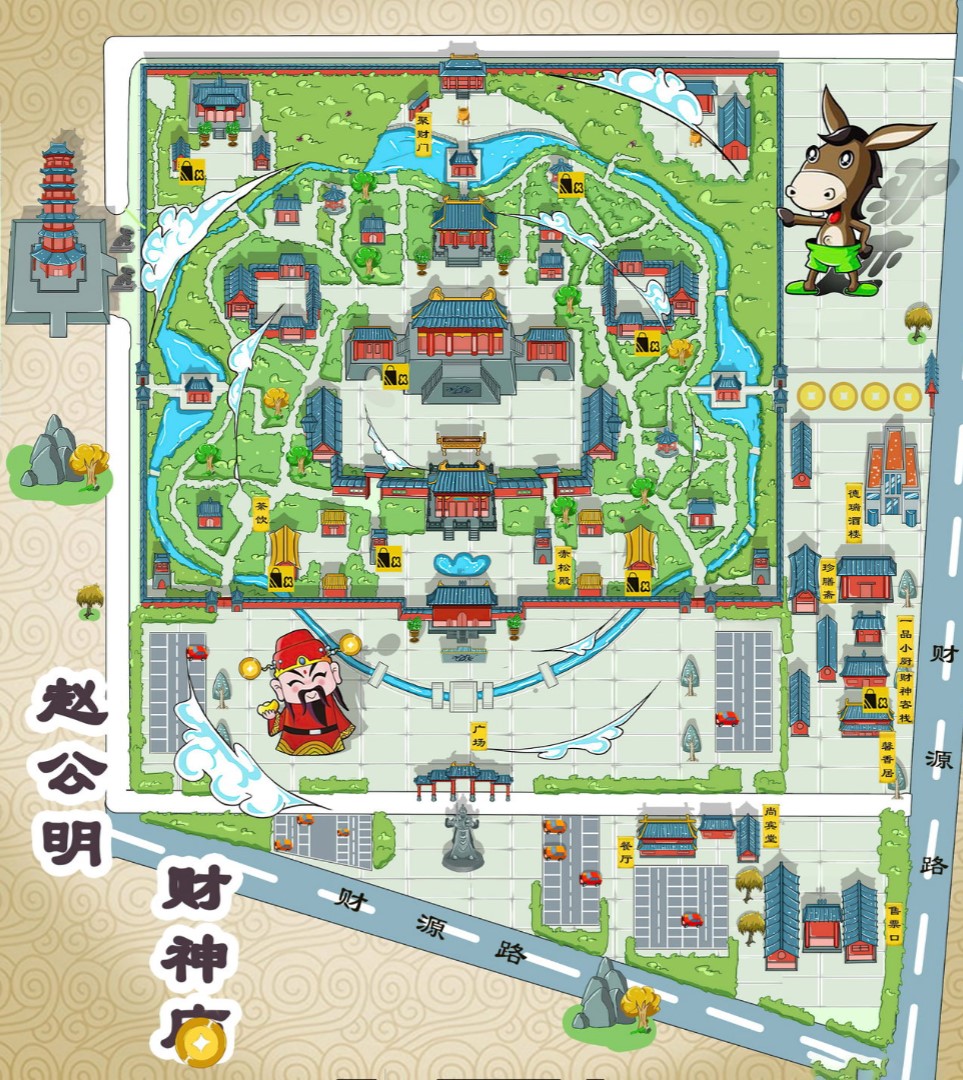 亭湖寺庙类手绘地图
